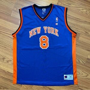 Vintage Champion New York Knicks Latrell Sprewell NBA basketball Jersey 44 Large